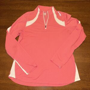Saucony Women’s M Pink & White Waffle Weave Quarter Zip Jacket